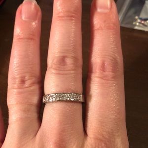 Silver band with simulated diamonds size 9